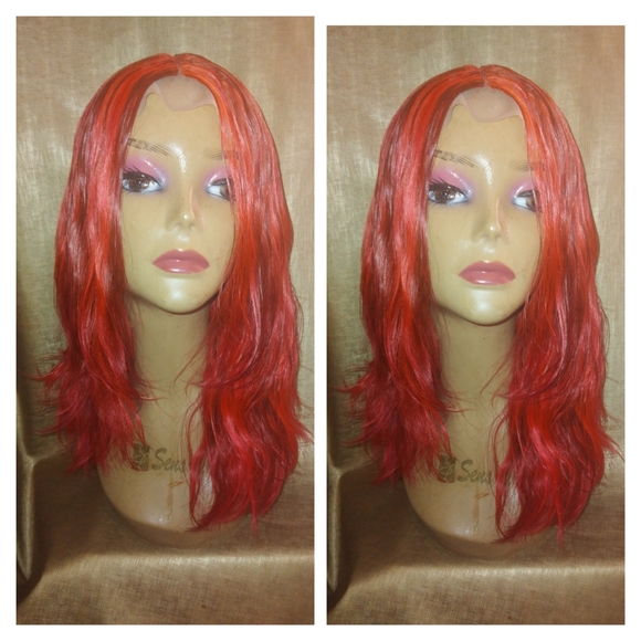 14" 100% human virgin red body wave hair wig - Picture 1 of 8